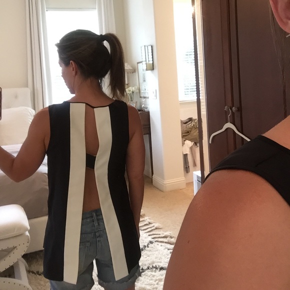 Black Open Back Silk Parker top - Picture 1 of 3